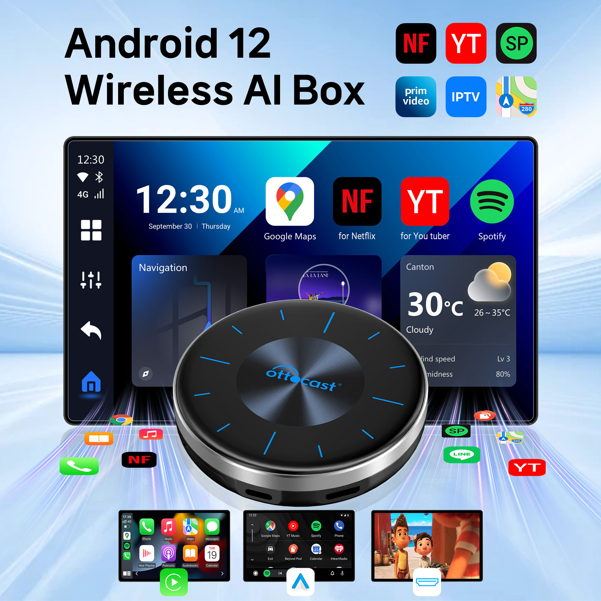 OTTOCAST P3 AI Box Android 12  - Car Accessories Youtube avaliação e preço